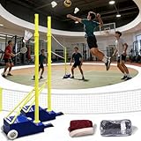 emobwdy Heavy Duty Volleyball/Badminton Poles,Volleyball/Badminton Poles,Volleyball Poles for Backyard with Wheels,Volleyball Net with Poles Adjustable 4 Heights 5ft-6.9ft,for Indoor&Outdoor