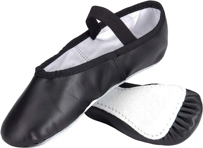 DANCE LINEBlack Leather Ballet Shoes Full Sole