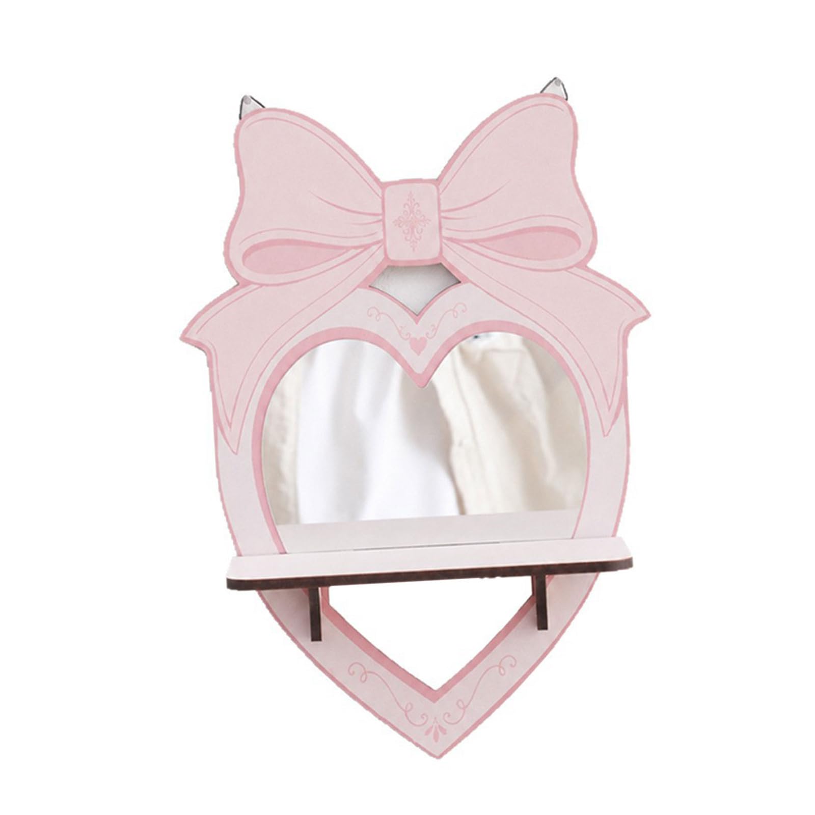Pangboer Rose Wall Mounted Organizer Shelf Acrylic Ribbon Heart Design For Skincare Bottles, Trinket Display, Dorm Corner Storage, Vanity Accent Acrylic Wall Shelf Heart Ribbon Display Vanity Organizer
