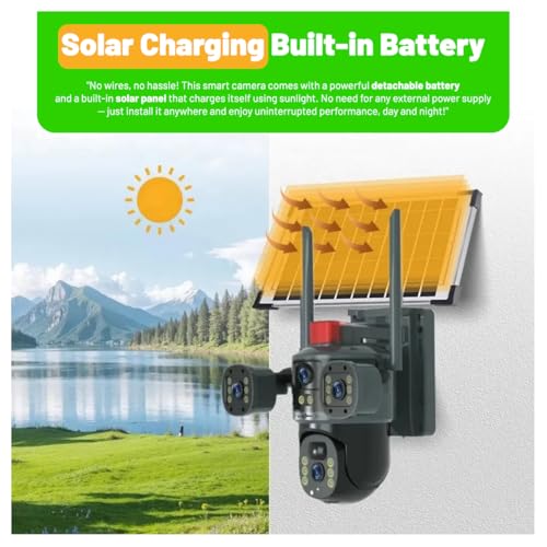 Image of Active Pixel 4G Solar Powered 4MP CCTV Camera with 2+1 Lens | PTZ 360 Wireless Outdoor Security Camera | Motion Detection, SIM Card Slot, 2-Way Audio, IP66 Waterproof - G13 Pro