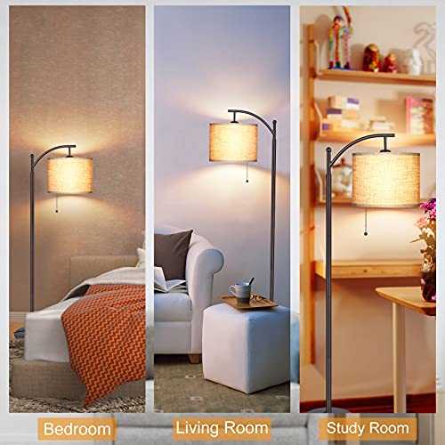 Moffe Modern Arc Floor Lamp For Living Room, Bedroom, Office; Bright Lighting To Soft White Light - Includes 3-Mode Energy Saving Led Bulb Black #TOP3