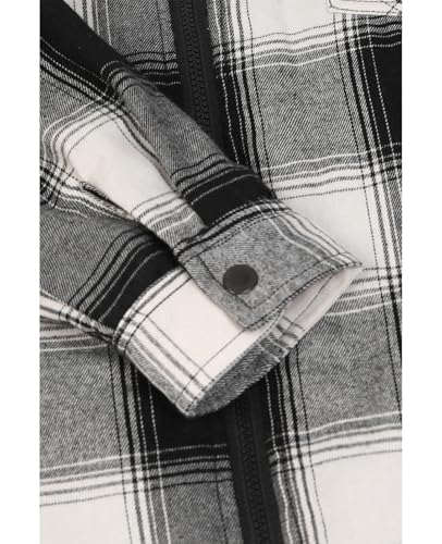 Image of ZENTHACE Men's Sherpa Lined Full Zip Hooded Plaid Shirt Jacket