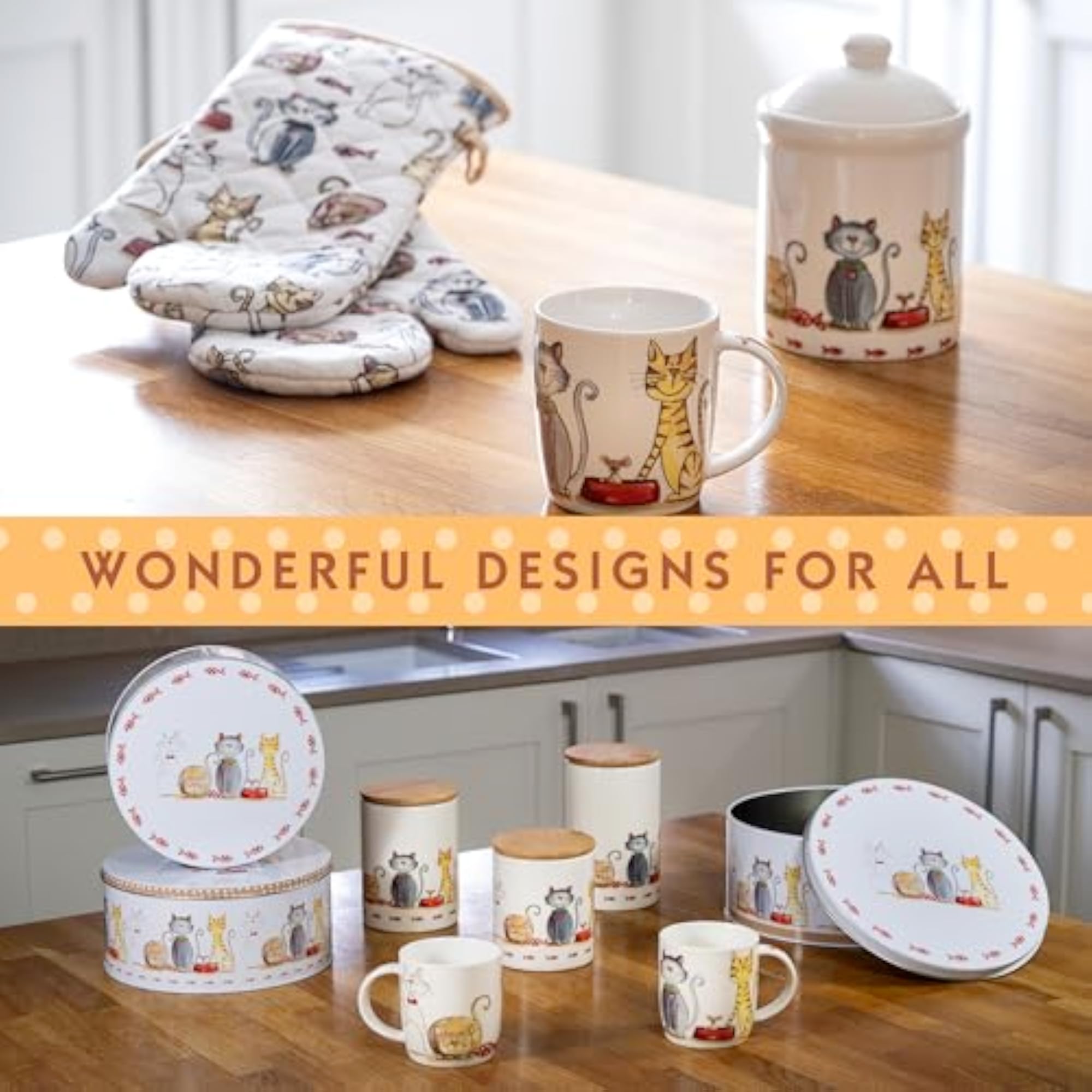 Cute Cat Printed Kitchen Apron for Chef, Adjustable