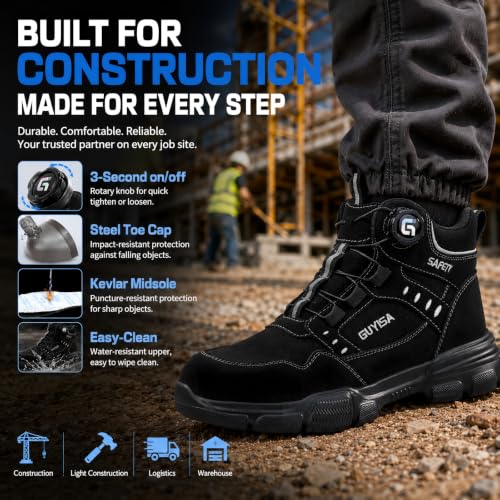 Image of GUSAYEX Steel Toe Boots for Men Lightweight Work Utility Safety Boots