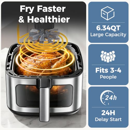 Image of DUMOS 6.34QT Air Fryer, Airfryer 8-in-1 with Viewing Window