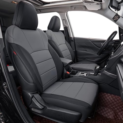 coverdream Crosstrek Car Seat Covers Custom Fit for 2024-2025 Subaru Crosstrek Premium,Sport,Limited,Wilderness Seat Covers,Full Coverage Waterproof Leather Seat Protector(Full Set,Black/Gray)