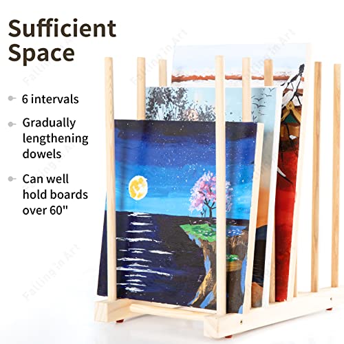 Image of Falling in Art Small Wooden Art Storage Rack - Canvas Drying Stand for Artworks, Frames, Canvases, Drawing Boards, Prints, Panels, Paintings Display