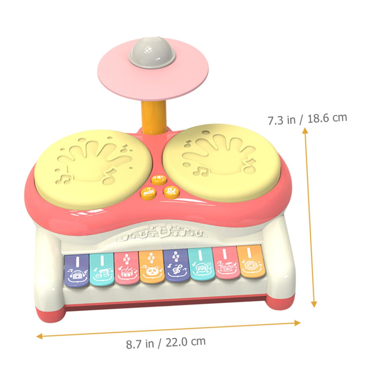 Multifuncional Instrumento de Percusión Infantil Rosa para Niños | Plástico, 3 Pilas Aa No Incluidas, Coordinación Ojo-mano y Destreza Digital, para Peques y Edades Tempranas