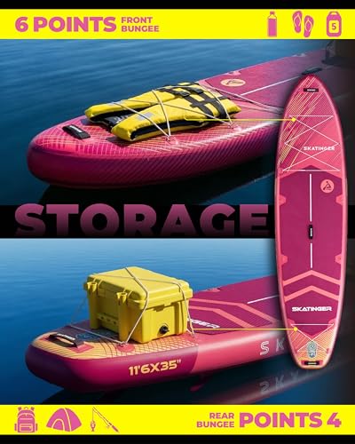 Image of Skatinger 11'6x35 inch Super Wide Inflatable Paddle Board, Ultra Stable Stand Up Paddleboards for 450lb /3 People /Family /Big Size w /Shoulder Strap, 100L Backpack, Ultra-Light All-Round Sup Board