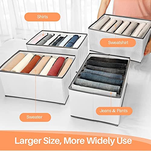Image of JD FRESH 4 PCs Drawer organizer /7 Slot Drawer storage for Wardrobe /Storage Drawer Organizer /Wardrobe Storage box for Closet /Fabric Drawer Organiser /Large Size