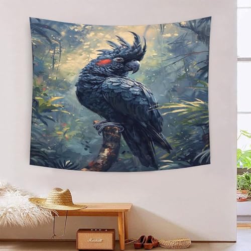 Tapisserie perroquet 3D grand format 180x230cm pour décoration murale de salon