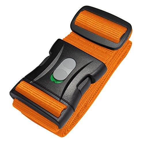 Sangle à Valise, Sangle de Bagages, La Sangle de Bagages Extra Longue (250 x 5 cm) avec verrou de sécurité sur la Boucle de la Marque BE-HOLD, Couleur Orange