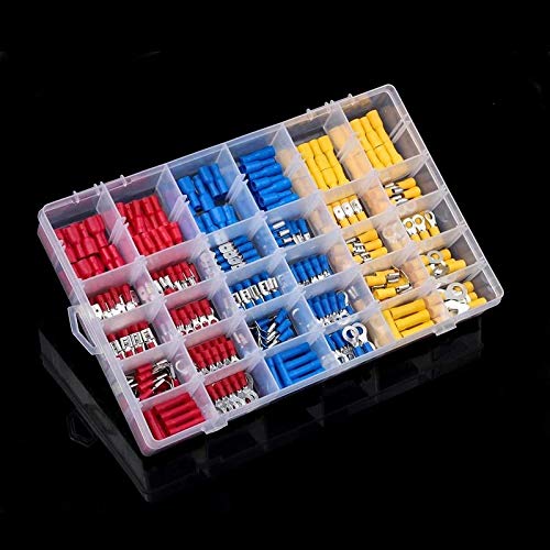 Davitu 480Pcs Mixed Insulated Electrical Wire Connectors Crimp Terminals Spade/Ring/Bullet/Piggy Back Crimping Terminal Assorted Kits