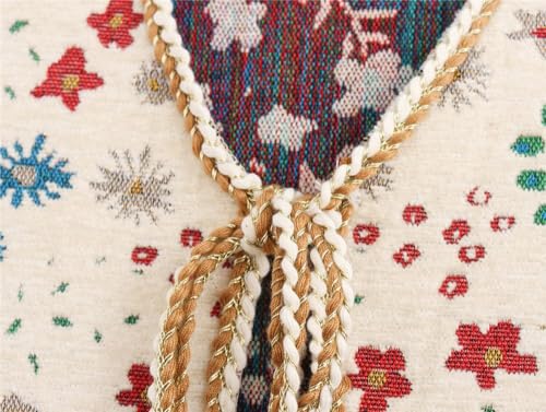 Women Crochet Floral Embroidered Vest Boho Floral Tie Front Vest Vintage Sleeveless Crop Cardigan Cowgirl Outerwear (Beige,Medium)4