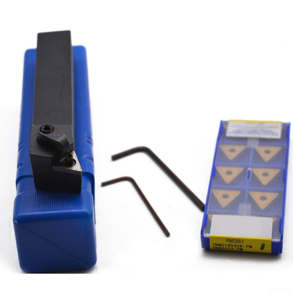 Lathe Turning Tool Holder With TNMG160408-PM Carbide Inserts For CNC Machining For MTQNR2020K16, For Semi-Finishing And Finishing