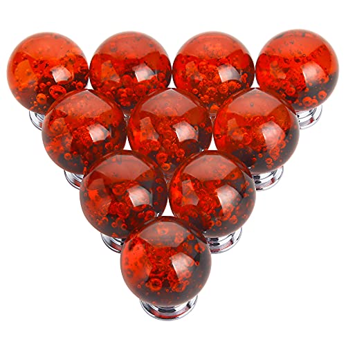 IEIK 10 PCS Crystal Cabinet Knobs Round Glass Bubbles Dresser Knobs Smooth Drawer Knobs Handle for Home, Cabinet, Drawer and Dresser Hardware with 3 Different Size Screws, 30MM (Red) by IEIK - Used condition - Image 6