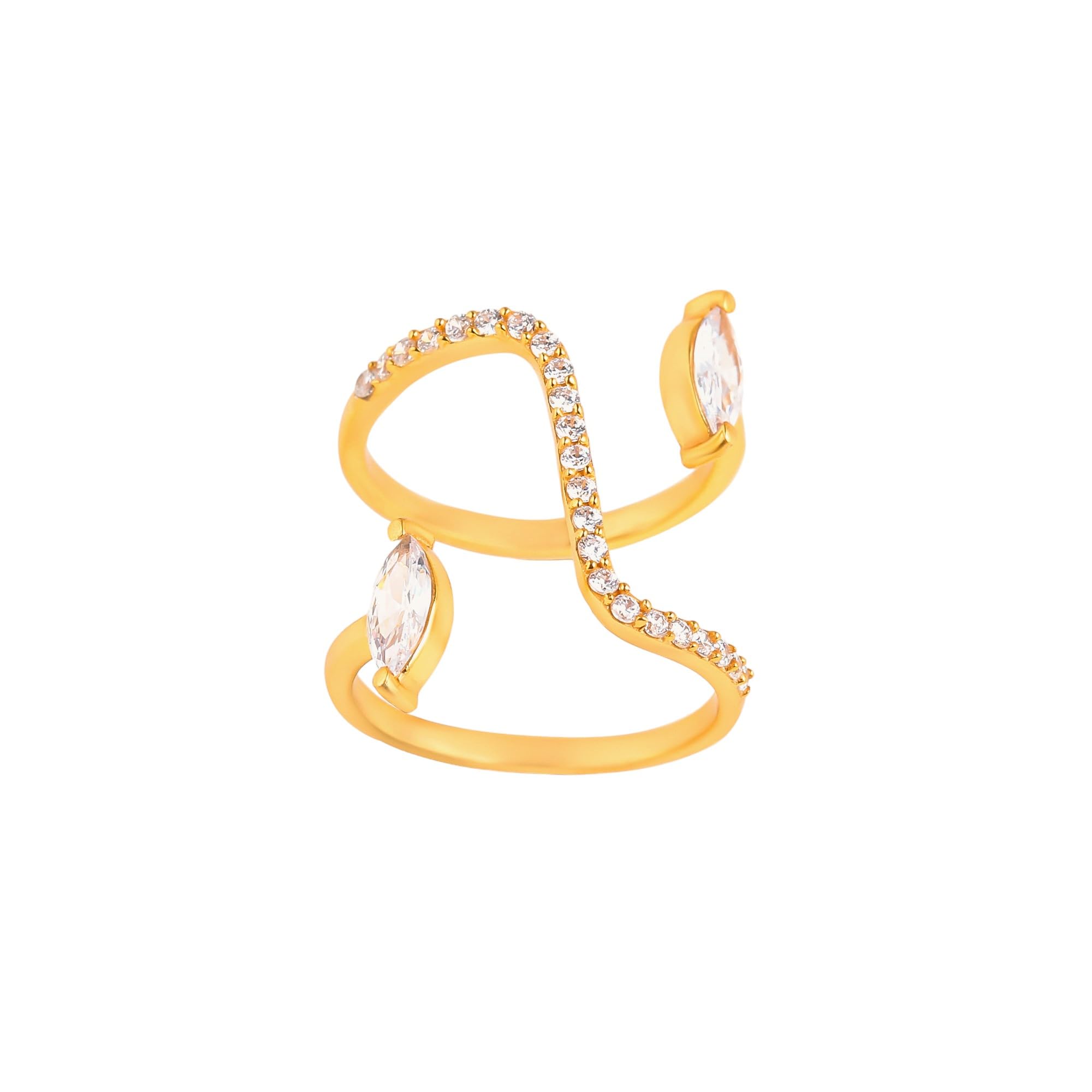 MABEL 925 Sterling Silver, 18 Kt Gold Solitaire Link Adjustable Cocktail Ring, Fine Jewellery Gifts for Women & Girls, Assured Purity & 6 Month Warranty* (Gold) (B0CRRSPJ9H) Amazon Price History, Amazon Price Tracker
