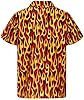 King Kameha Funky Hawaiian Shirt, Men, Shortsleeve, Flames Allover, Yellow Red, 4XL #1