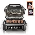 Ninja Woodfire ProXL Outdoor Grill & Smoker, Thermometer, 4-in-1 Master Grill, BBQ Smoker, Outdoor Air Fryer, Bake, Portable, Electric Grill (Renewed) (Dark Grey)