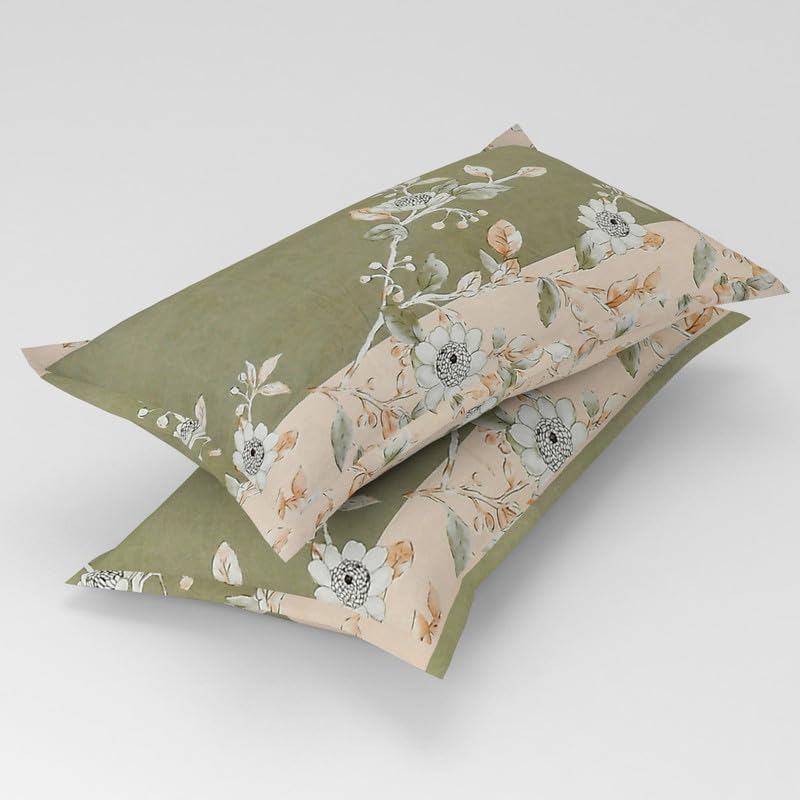 Image of Florida Polycotton Bedsheet (Rose OliveGreen, Super King)