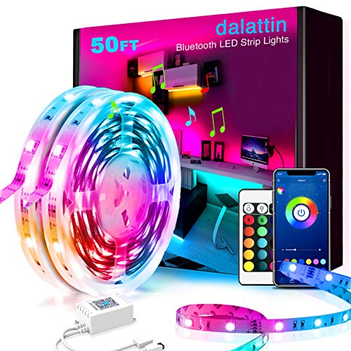 50ft Led Lights Smart dalattin Led Lights for Bedroom with App Control Music Sync Smart Led Strip Lights Color Changing Lights,2 Rolls of 25ft