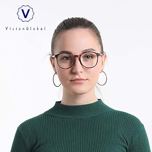 Image of VisionGlobal Blue Light Blocking Glasses, Lightweight Oval Frame, Computer Glasses for Gaming, Office, TV
