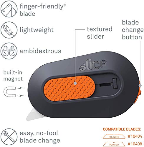 Slice Ceramic Blade Safety Cutter, Opens Clamshell Packaging, Green & 10515 Mini Box Cutter, Ceramic Blade Locks Into Position, Right Or Left Handed Mini Cutter, Keychain Box Opener, 1 Mini Cutter #TOP5