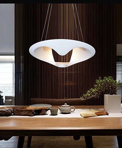 Modern Euro Style LED Chandeliers Light, Pendent light with Aluminum Shell Lampshade, UL Certificate Driver, LED Pendant Ceiling Lights Fixture (White and 21in)