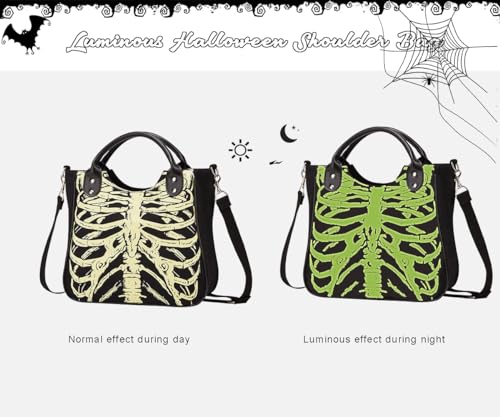 Women Fashion Rivet Handbag Purse Luminous Canvas Punk Tote with Shoulder Strap Crossbody Bag Large Capacity2