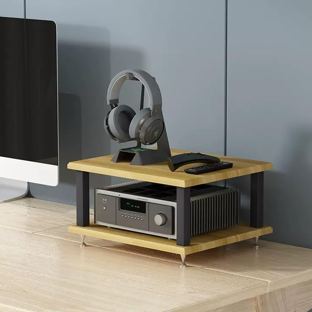 IEOWY Multifunctional 4-Shelf HiFi Audio Rack - Walnut AV Entertainment Center for Office/Living Room Media Storage Stand Audio/Video Equipment Cabinet Furniture Tower