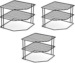 منظم طاولة مطبخ من 2 طبقة، رف تخزين معدني أسود، رف خزانة موفر للمساحة (3)