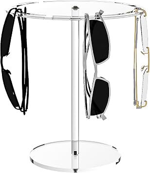 Sunglasses Holder Stand 360 Rotating, Eyeglasses Display Rack,Eyewear room Tabletop Glasses Storage Organizer Acrylic, Round