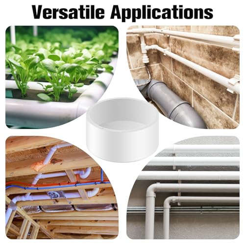 Image of 20 Packs 4 Inch PVC Pipe End Cap, Fits 4.5 inch OD Schedule 40 Furniture Grade, Heavy Duty Slip-on Caps for DIY Furniture, Garden Shelf, White