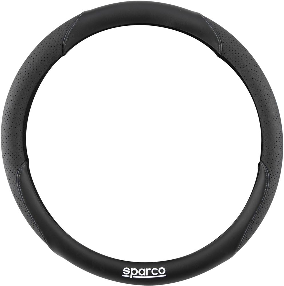 Sparco Pokrywa kierownicy Origin - czarna/szara - Logo TPU - Uniwersalna, antypoślizgowa i trwała - Sportowy wygląd
