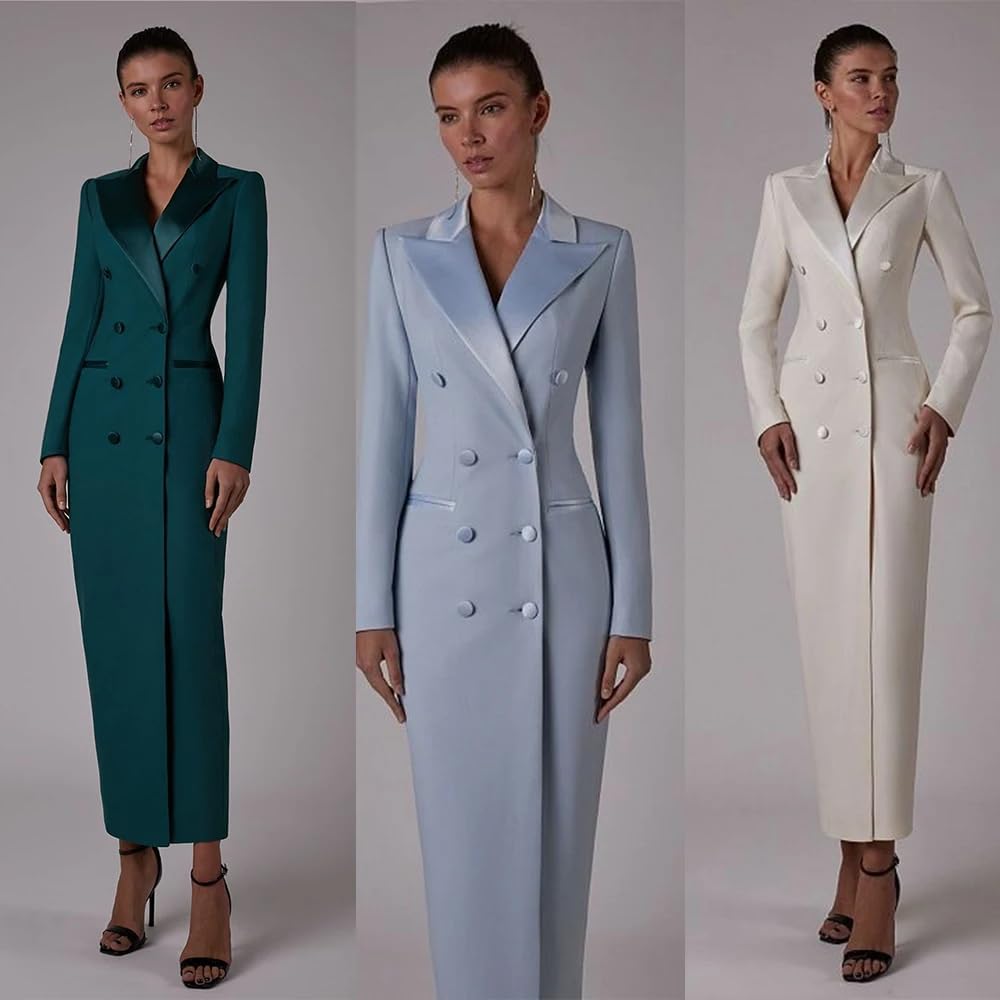 Women's Business Work Suit Dress Set Sexy Peak Lapel Slim Office Jacket Double-Breasted Fall Elegant Lady Meeting