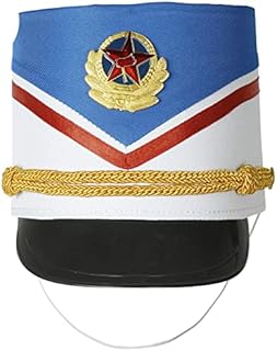 TTAO Children Drum Band Hat Toy Soldier Hat Drum Major Nutcracker Cosplay Cap Drummer Boy Costume Hat for Stage Performance Type H Red One Size