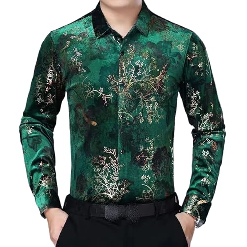 Chemise décontractée pour homme WOLONG à imprimé branches dorées pour vos soirées d'été