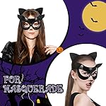 Sratte 3 pcs halloween cat masks costume for woman include cat face eye masquerade mask black ear headband bell collar for girls cat cosplay costumes dress up theme party favors decorations 11 514887duqul. Sl500. Ss150