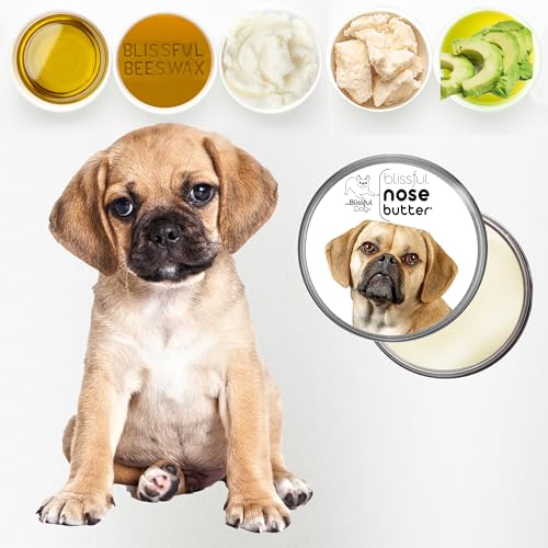 Image of The Blissful Dog Puggle Nose Butter for Dry, Cracked Skin, Lick-Safe Dog Nose Balm with Moisturizing Shea Butter, Almond, Olive, and Essential Oils, Pet Supplies, Uncented, 4 oz.