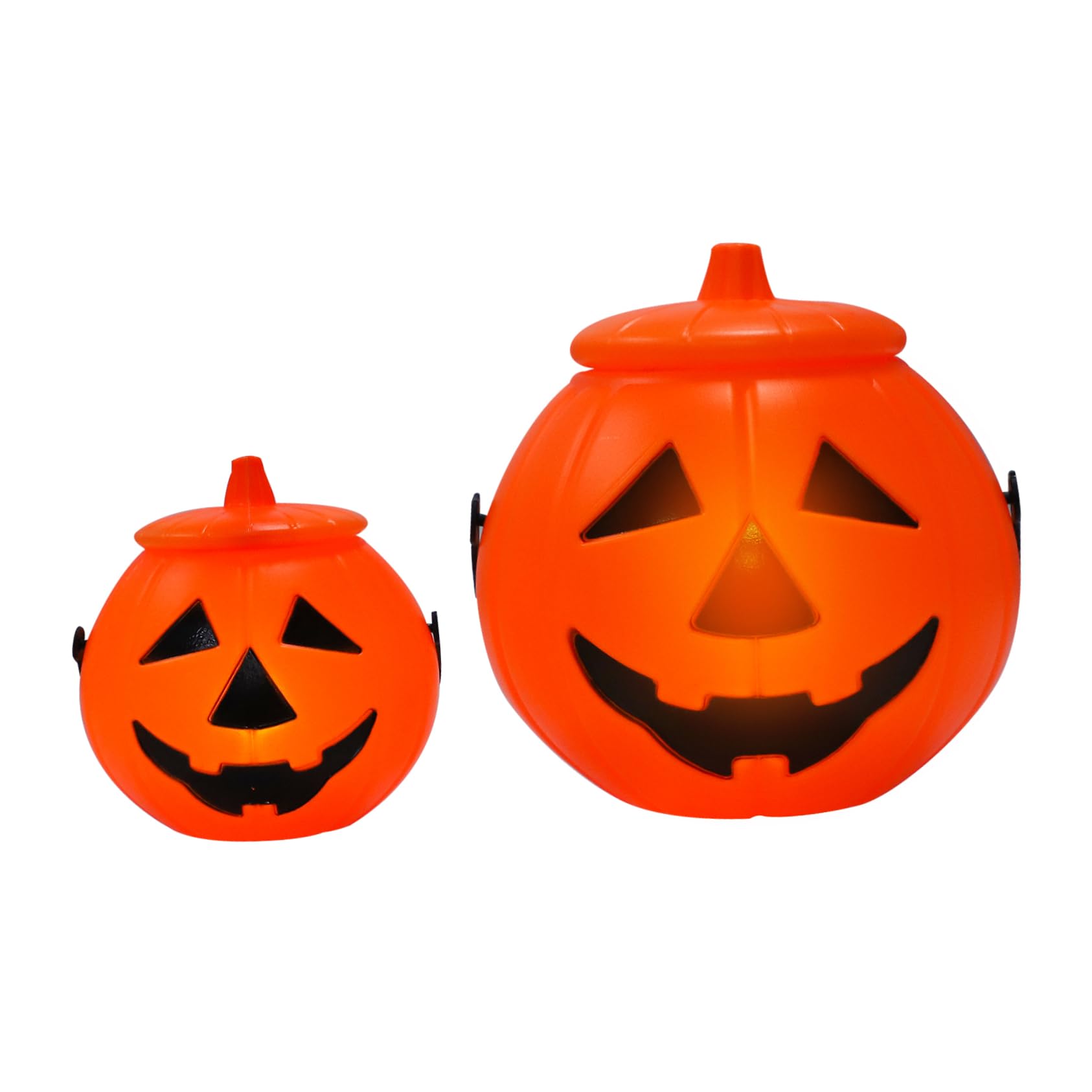 Ciieeo 2 Sets Halloween Pumpkin Lanterns Portable Glowing Pumpkin Buckets with Lights for Parties Indoor Outdoor Decorations for Halloween Events Festivals