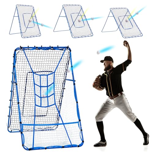 Image of Volleyball Baseball Rebounder Net, Softball Rebounder Pitchback Net Quick Adjustments, Quick Adjustments Lacrosse Bounce Back Practice Equipment, Ideal for Outdoor Indoor and Backyard Training