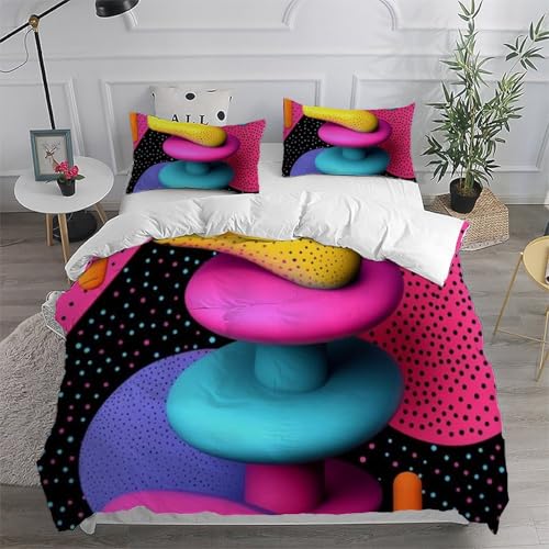 Housse de couette 220x240cm King microfibre lit sans plis imprimé 3D dessin animé - 6