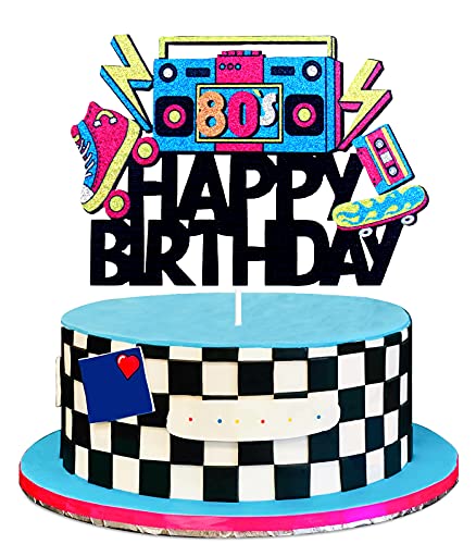 80'S Throwback Happy Birthday Cake Topper - Hip Hop Stars Totally 1980S Party Cake Supplies - 80'S Decade Throwback Party Decorations #TOP15
