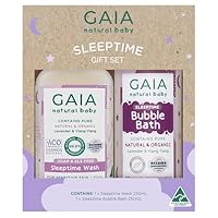 GAIA Baby Sleeptime Gift Set | Certified Natural Wash | Bedtime Baby Essentials | Gentle & Calming | Sensitive Skin Formula | Australian Made | Baby Shower | 2 Pack