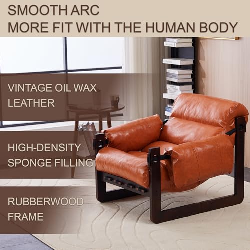 Sillón Plegable Cuero Retro Naranja miniatura 6