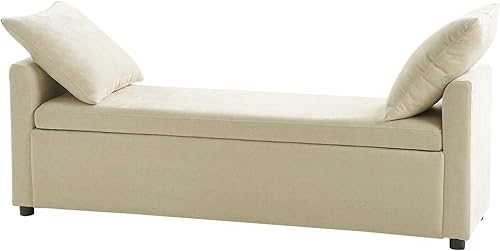 Miniatura 7 de HULALA HOME Banco de almacenamiento moderno con almohadas, banco otomano extra largo de 59.4 pulgadas para el extremo de la cama, cómodo reposapiés