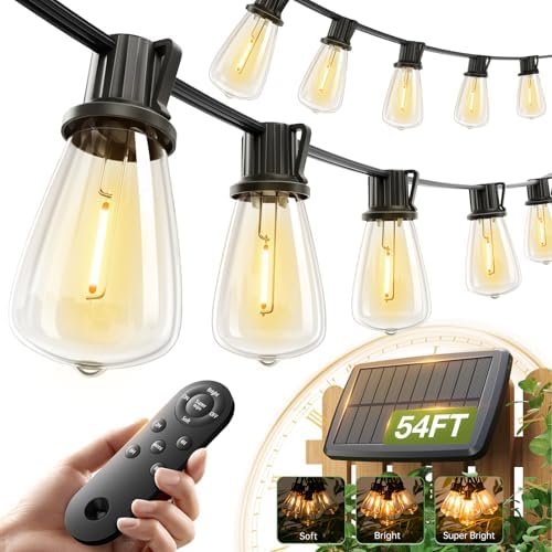 addlon 54(48+6) FT Solar String Lights Waterproof,Patio Lights So...