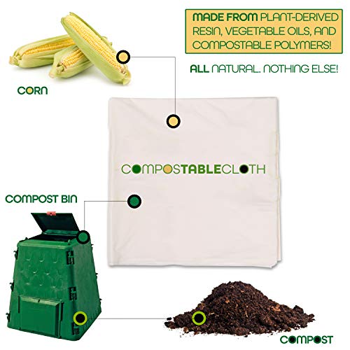 GREEN ELEPHANT 100% Compostable All-Purpose Drop Cloth, Disposable Eco-Friendly Rectangular Transparent White Waterproof Tablecloth. 10 Pack - Small 4.5' X 9' ASTM D6400 and Ok Compost - Thumbnail 2