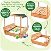Badger Basket Cedar Sandbox for Kids with Canopy & Benches - Outdoor Convertible Wooden Sandbox with Lid, UV Shade & Built-In Seating - Backyard Playset (46.5 x 46.5 x 57)