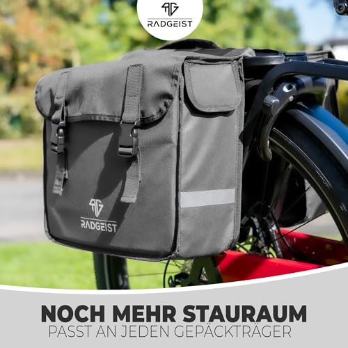 RADGEIST Doppeltasche für Gepäckträger I Fahrradtasche doppelt I Gepäckträgertasche Doppeltasche für Fahrrad 30L